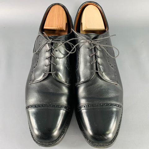 ALLEN EDMONDS Size 12 Black Perforated Leather Cap Toe Lace-Up Shoes