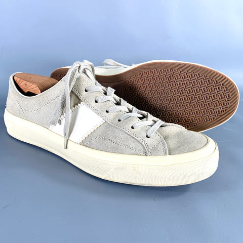 TOM FORD Size 10 Grey Taupe Suede Lace-Up Sneakers