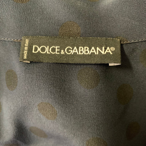 DOLCE & GABBANA Size S Navy Polka Dot Silk Pajama Set