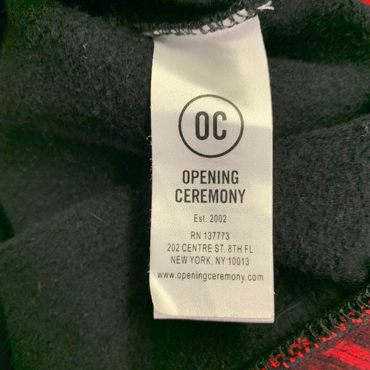 OPENING CEREMONY Size XL Black Red Cotton Hooded Sweatshirt