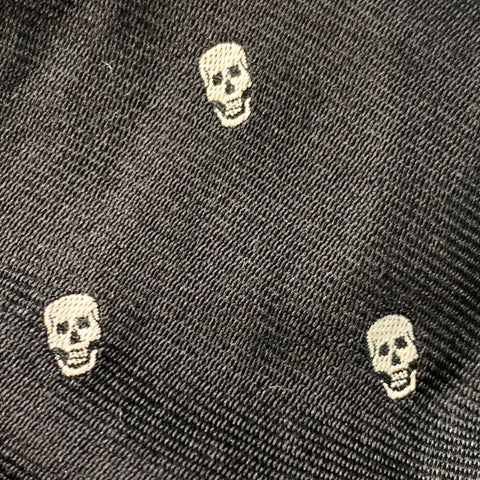 BARKER BLACK Black White Skull Silk Bow Tie