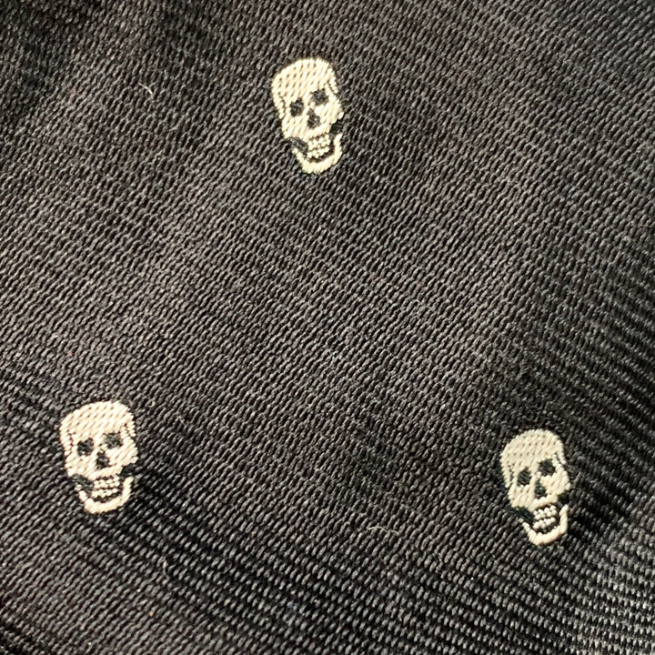 BARKER BLACK Black White Skull Silk Bow Tie