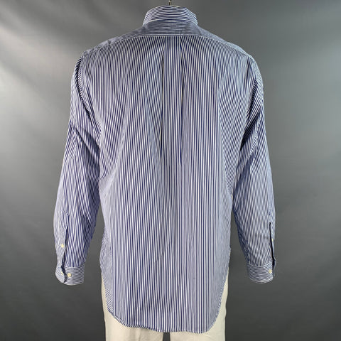 RALPH LAUREN Size XXL Navy White Stripe Cotton Long Sleeve Shirt