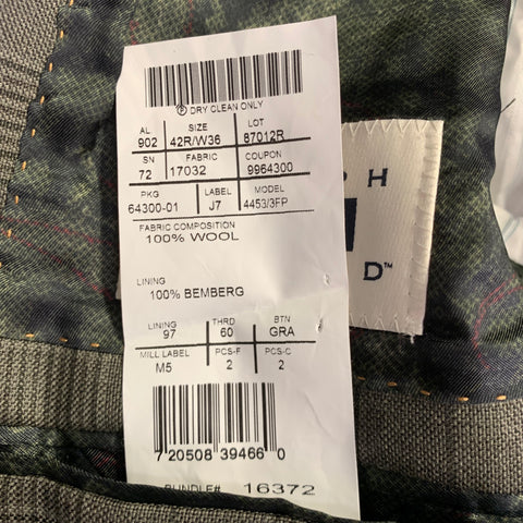 JOSEPH ABBOUD Size 42 Green Charcoal Grey Glenplaid Wool Suit