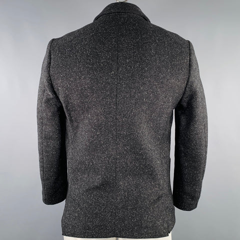EDUN Size 42 Black White Twill Wool Blend Notch Lapel Coat