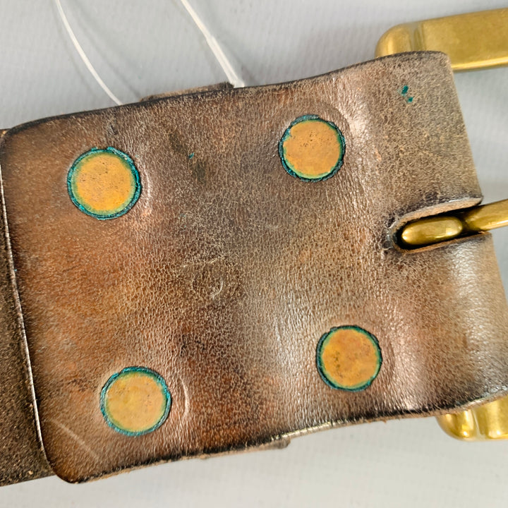 RALPH LAUREN Size S Brown Brass Leather Belt