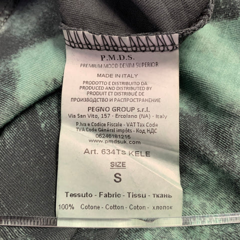 PREMIUM MOOD DENIM Size S Green Forest Green Dyed Cotton Crew-Neck T-shirt