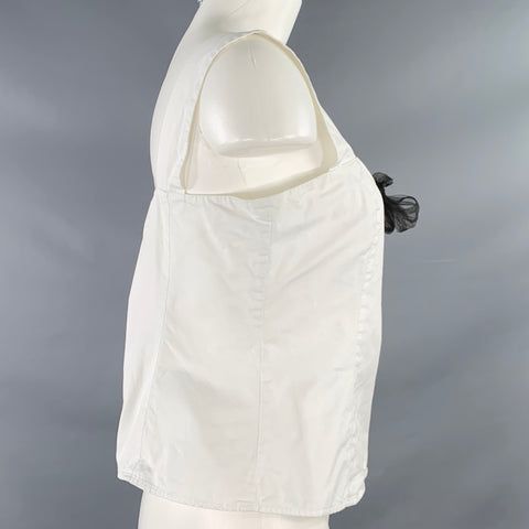 RALPH LAUREN Size 10 White Black Cotton Sleeveless Casual Top