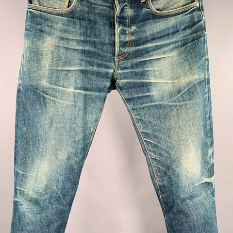 DIOR HOMME Size 31 Blue Washed Cotton Button Fly Jeans