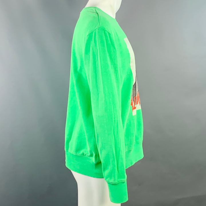 MSGM Size M Alessandro Green Graphic Cotton Crew Neck Sweatshirt