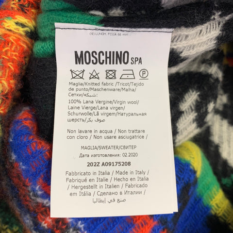 MOSCHINO COUTURE Size 42 Multi Color Stripe Virgin Wool Crew Neck Sweater