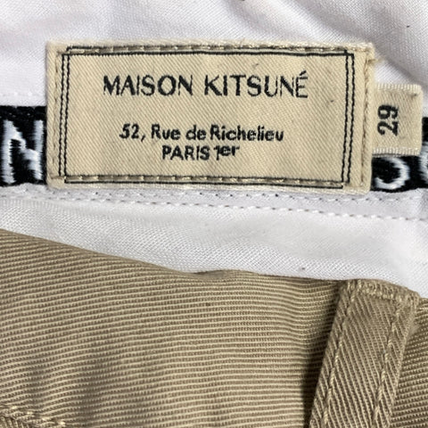 MAISON KITSUNE Size 29 Tan Twill Cotton Flat Front Casual Pants