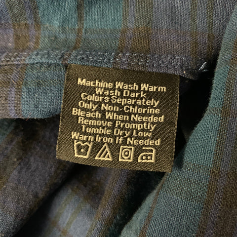 TODD SNYDER Size L Blue Green Black Tartan Cotton Long Sleeve Oxford Shirt