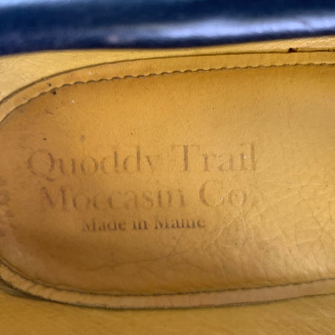 QUODDY Size 10.5 Black Yellow Leather Boat Shoe Loafers