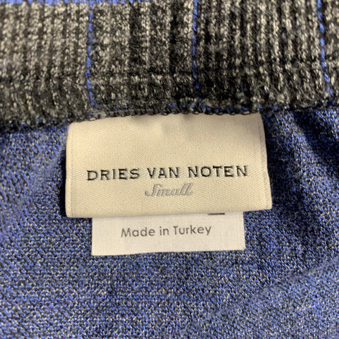 DRIES VAN NOTEN Size S Black Charcoal Glenplaid Cotton Blend Casual Pants