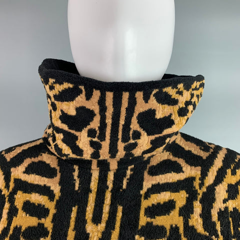 GIVENCHY Talla XS Suéter de cuello alto de leopardo en mezcla de lana camel negro