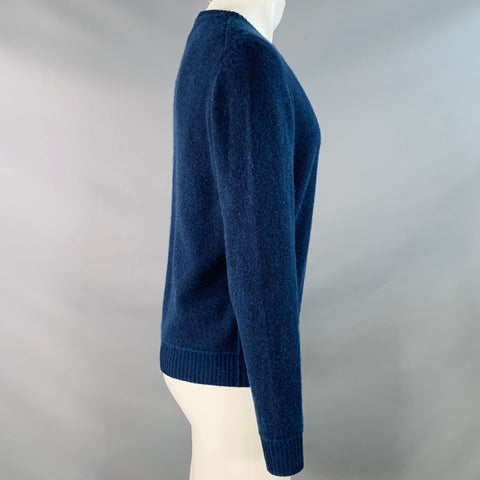 BARNEY'S NEW YORK Size M Blue Black Cashmere Crew Neck Sweater