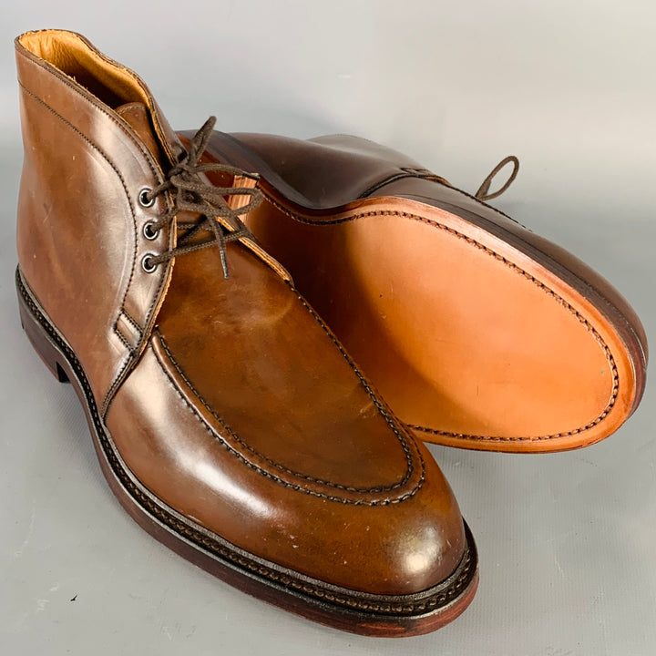 RALPH LAUREN Size 10.5 Gifford Brown Cordovan Leather Lace-Up Ankle Boots