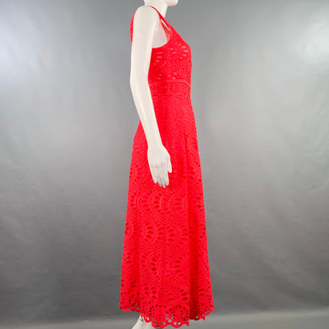 GIAMBATTISTA VALLI Size 4 Fuchsia Pink Cotton Eyelet Pleated Long Dress
