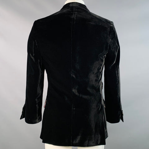 PAUL SMITH Size 38 The Byard Black Velvet Viscose Blend Notch Lapel Sport Coat