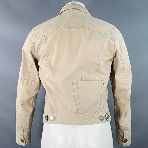 DSQUARED2 Size S Beige Twill Cotton Button Up Jacket
