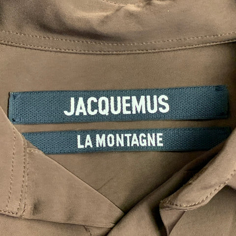 JACQUEMUS LA MONTAGNE Size S Brown Viscose Satin Spread Collar Long Sleeve Shirt