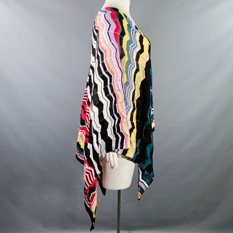 MISSONI One Size Multi Color Cotton Blend Zig Zag Shawl Casual Top