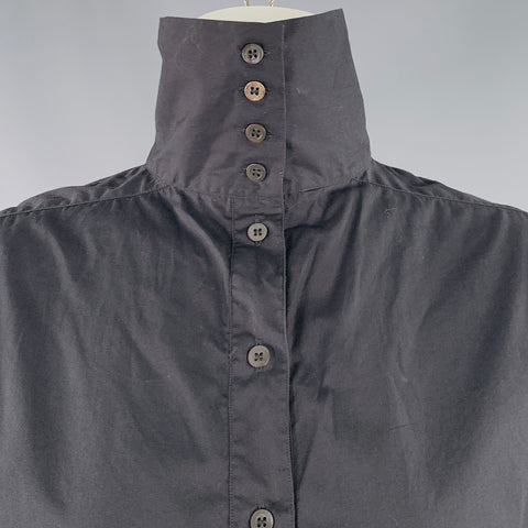 DRIES VAN NOTEN Size 4 Black Cotton Button Up Shirt Dress