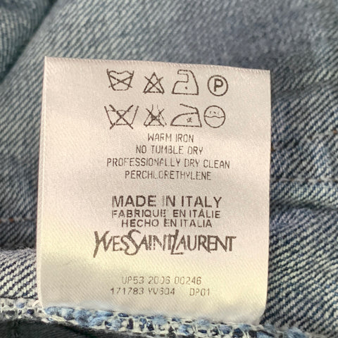 YVES SAINT LAURENT Size 32 Blue Wash Cotton Bootcut Button Fly Jeans