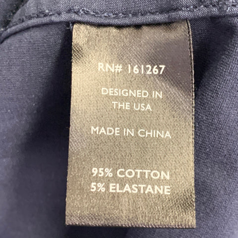 STEELE Size M Navy Cotton Blend Spread Collar Short Sleeve Shirt