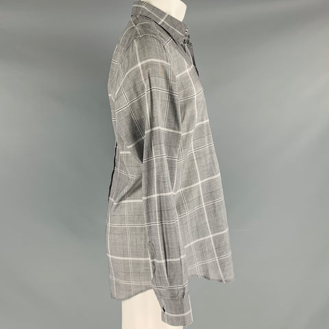 DOLCE & GABBANA Size M Black White Plaid Cotton Button Up Long Sleeve Shirt