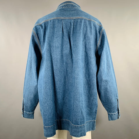 WILLY CHAVARRIA Size XL Blue Cotton Oversized Shirt Coat