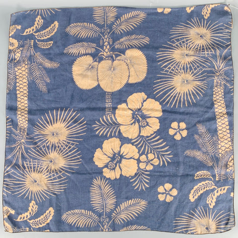 Pochette de costume VINTAGE fleurie bleu et marron