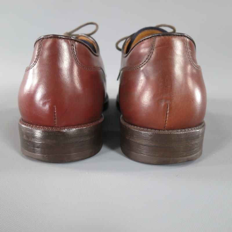 BRUNELLO CUCINELLI Size 8 Brown Leather Cap-toe Lace Up