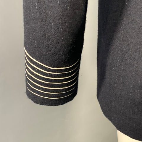 PAUL SMITH Size 38 Navy White Stripe Wool Single Button Notch Lapel Sport Coat