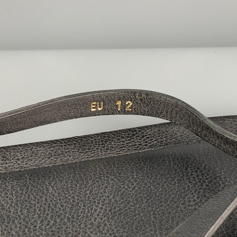 BRIONI Size 13 Black Leather Thong Sandals