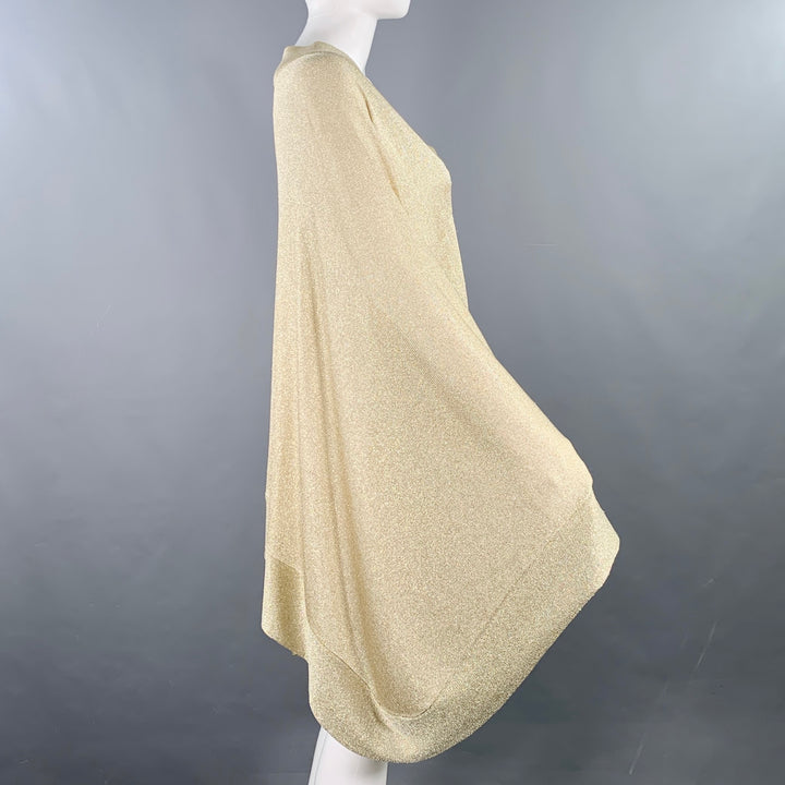 MISSONI Size 6 Gold Metallic Viscose Blend Knit Poncho Sweater