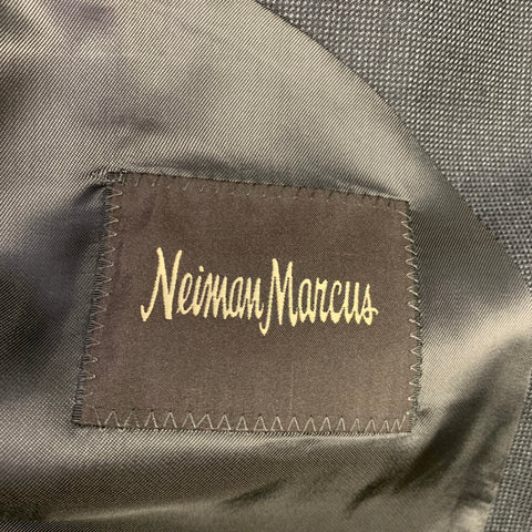 NEIMAN MARCUS Costume en laine vierge gris anthracite texturé taille 40