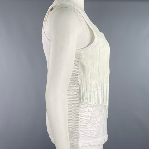 MAISON MARGIELA Size L White Cotton Fringe Tank Casual Top