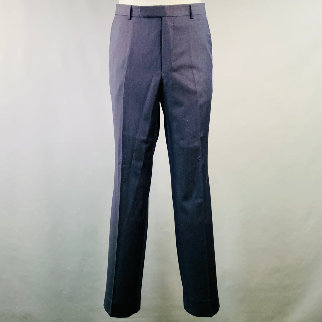 Z ZEGNA Size 40 Regular Navy Charcoal Herringbone Wool Notch Lapel Suit