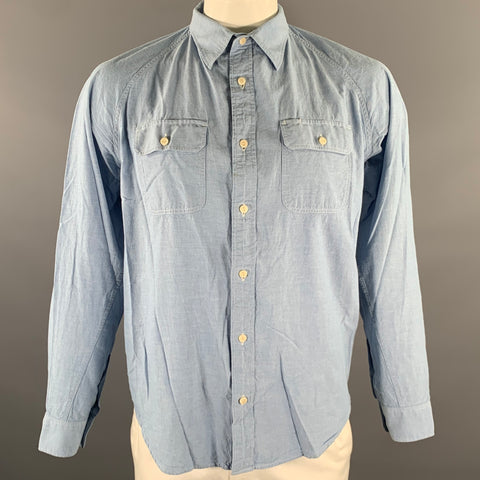 HEIMAT Size L Blue Heather Raglan Long Sleeve Shirt
