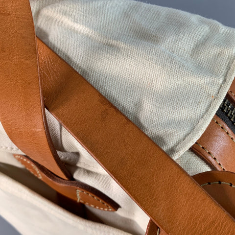FILSON Cream Tan Canvas Leather Top Handles Crossbody Bag