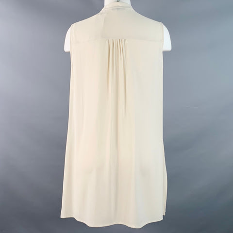 EILEEN FISHER Size M Beige Silk Crepe Sleeveless Collarless Dress Top