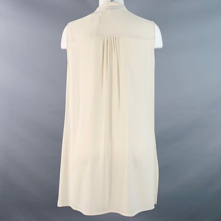 EILEEN FISHER Size M Beige Silk Crepe Sleeveless Collarless Dress Top