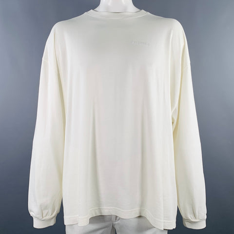 WILLY CHAVARRIA Size XL White Logo Cotton Oversized Sweatshirt