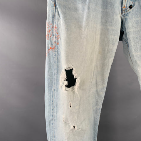 PRPS Size 28 Blue Distressed Cotton Straight Slim Five Pockets Jeans