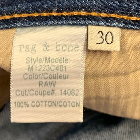 RAG & BONE Size 30 Blue Contrast Stitch Cotton Straight Selvedge Jeans
