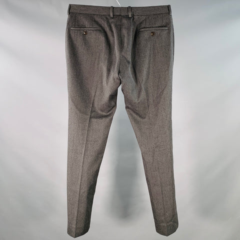 GUCCI Size 34 Grey Twill Wool Tapered Button Fly Dress Pants