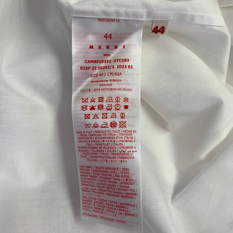 MARNI Size XS White Sequined Cotton Oversized Long Sleeve Shirt
