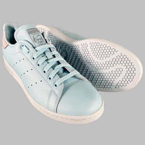 ADIDAS Size 10.5 Light Blue Faux Leather Low Top Sneakers